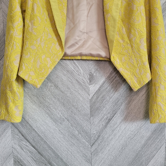 Anthropologie Yellow Lace Jacket Size 4 - Picture 6 of 10